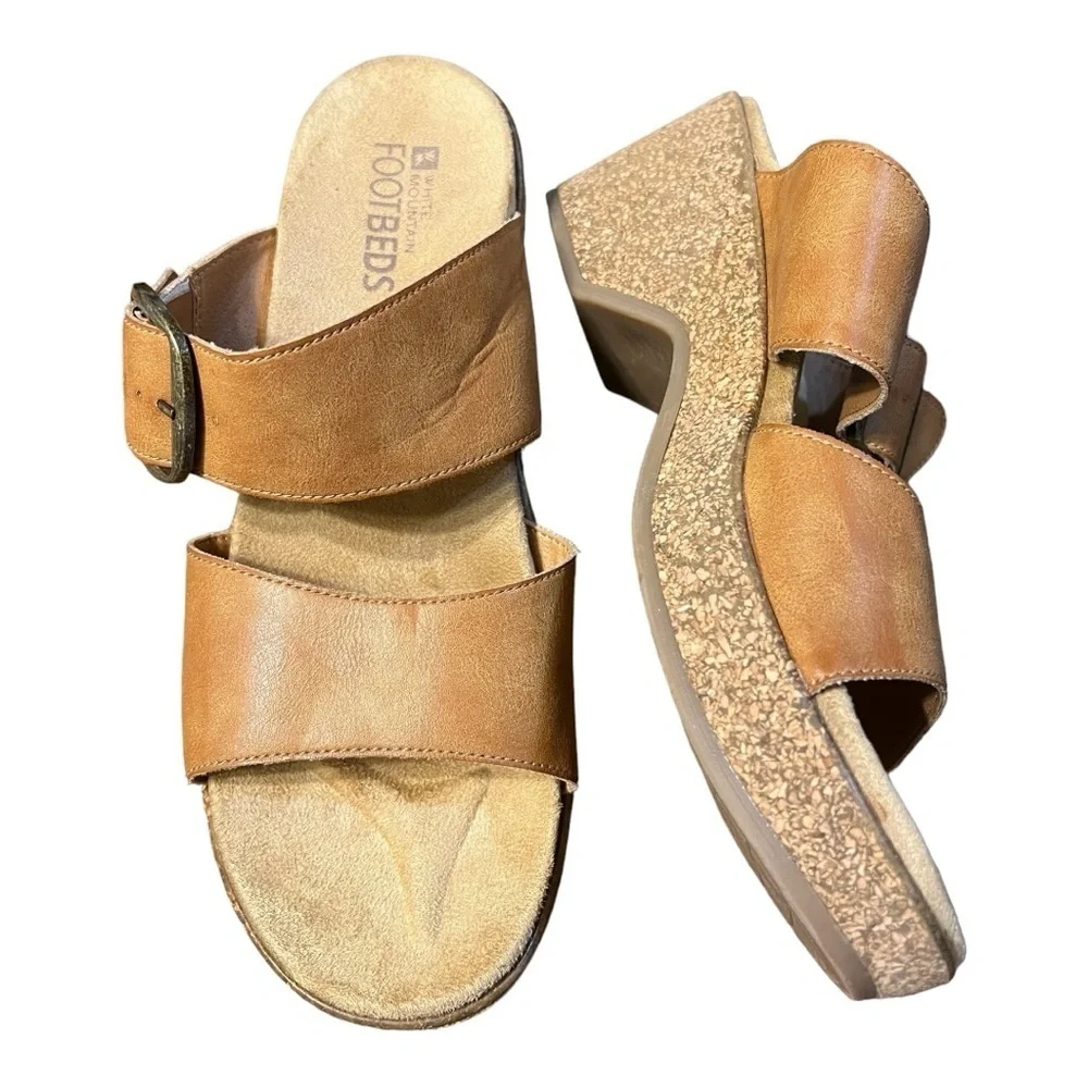 White Mountain Slip On Tan Heeled/Lift Sandals Size 10m